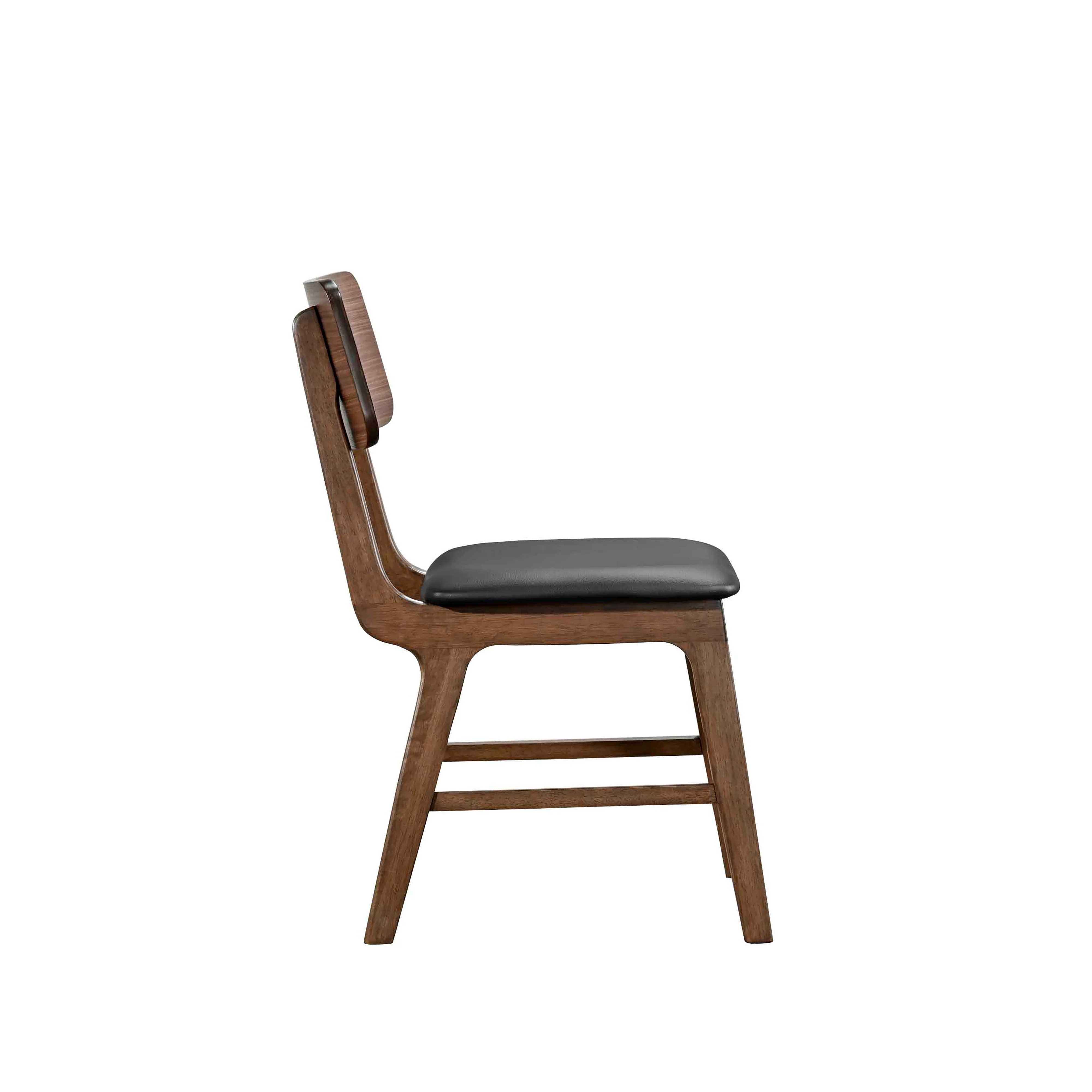 Thea Wood Back Side Chair W/Black Seat (2 Per Carton)-Walnut - Image 3