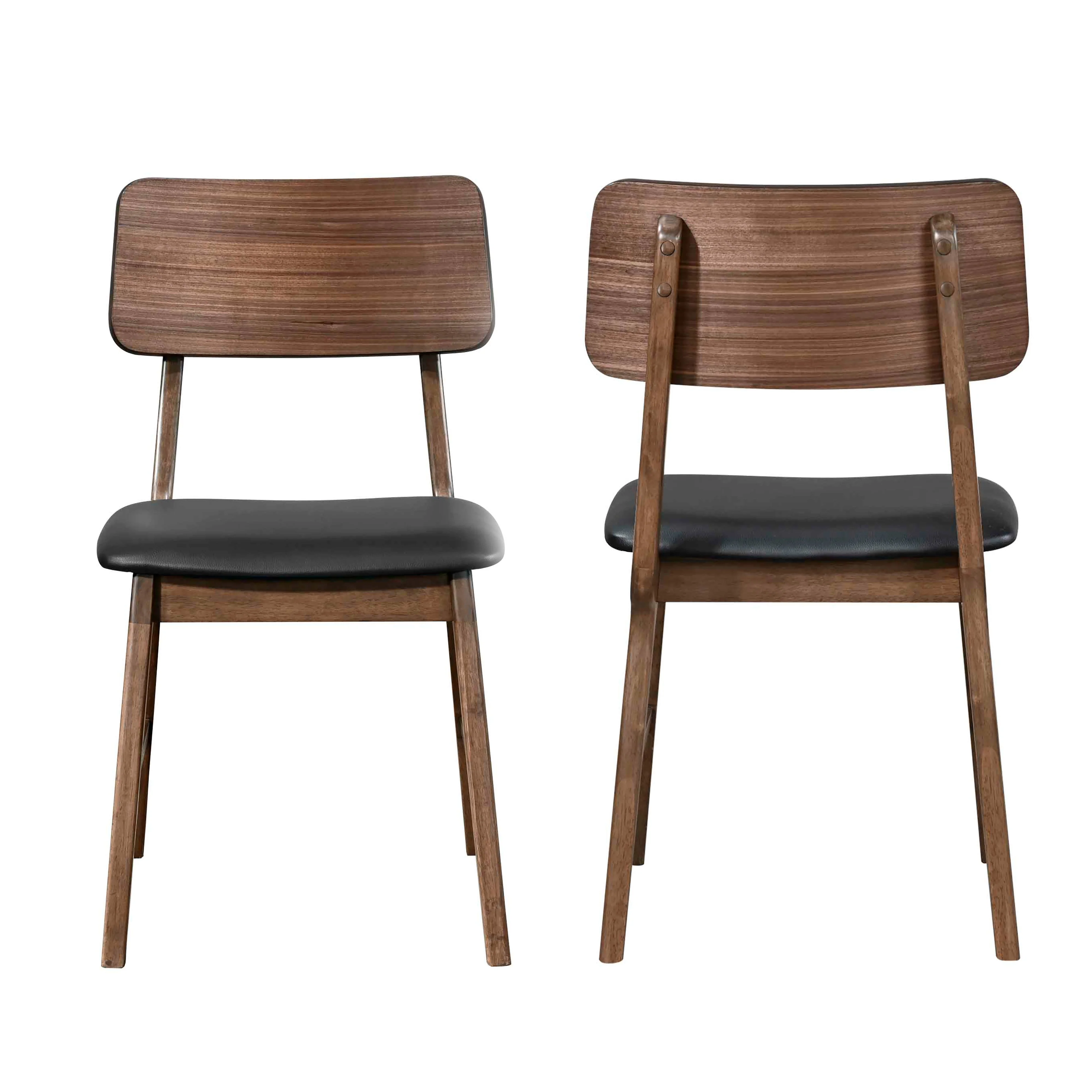Thea Wood Back Side Chair W/Black Seat (2 Per Carton)-Walnut - Image 6