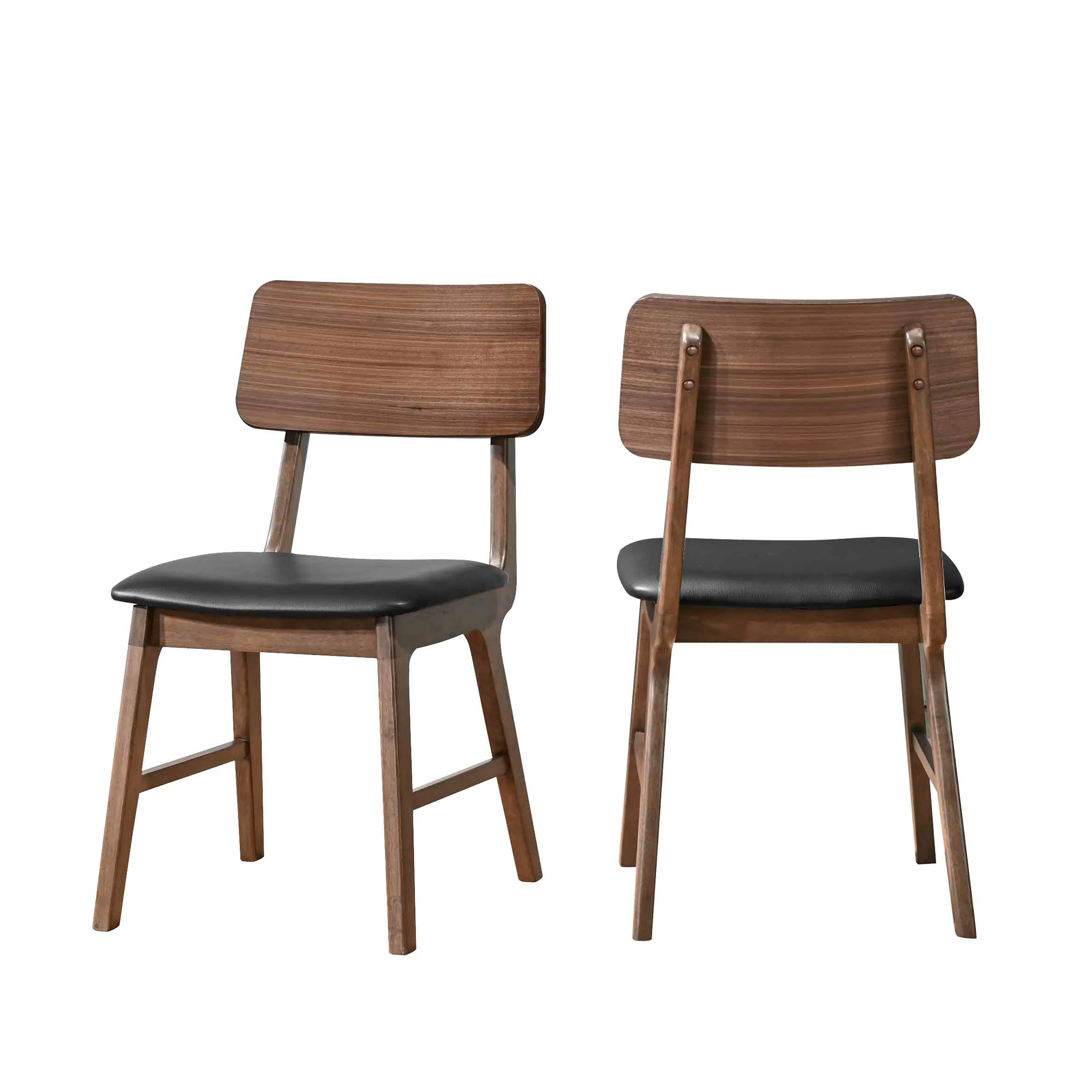 Thea Wood Back Side Chair W/Black Seat (2 Per Carton)-Walnut - Image 7