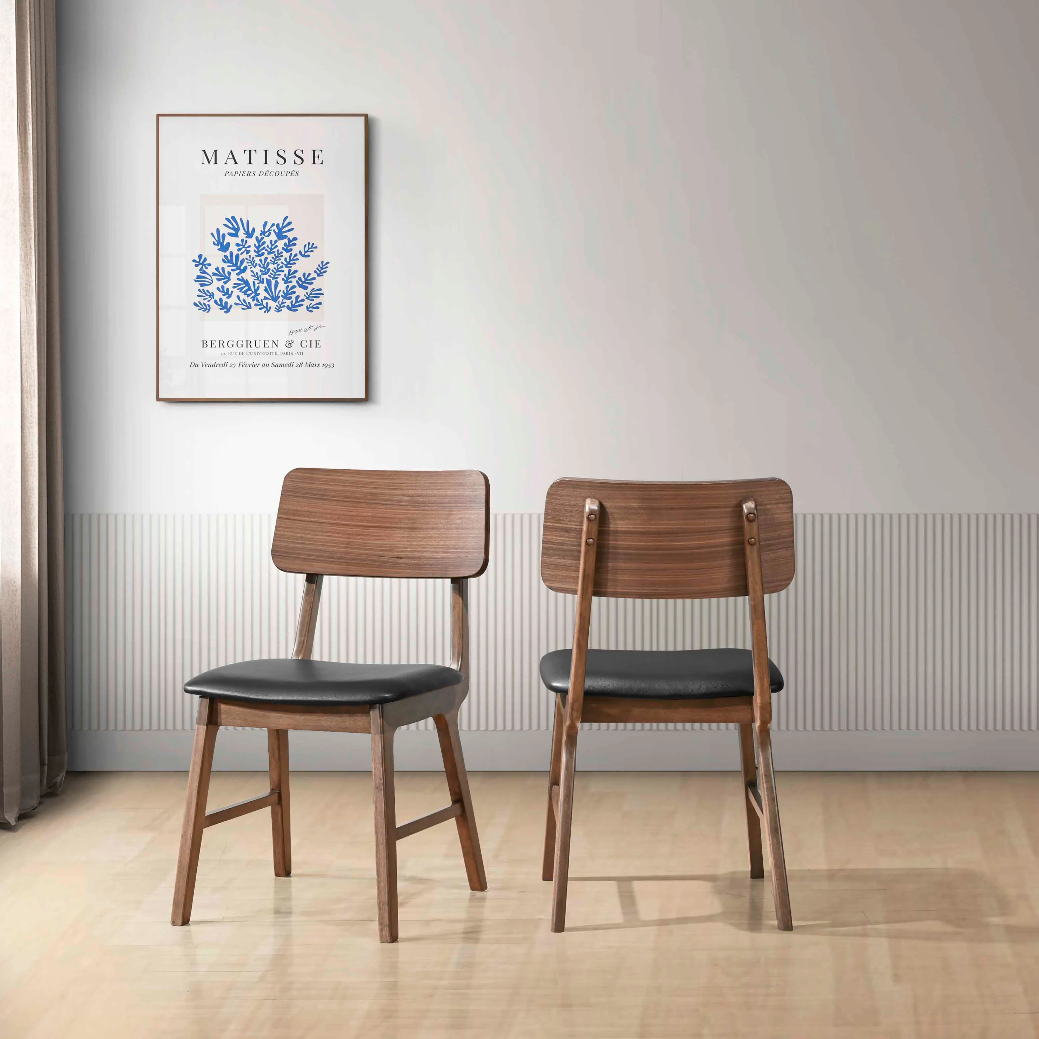 Thea Wood Back Side Chair W/Black Seat (2 Per Carton)-Walnut - Image 8