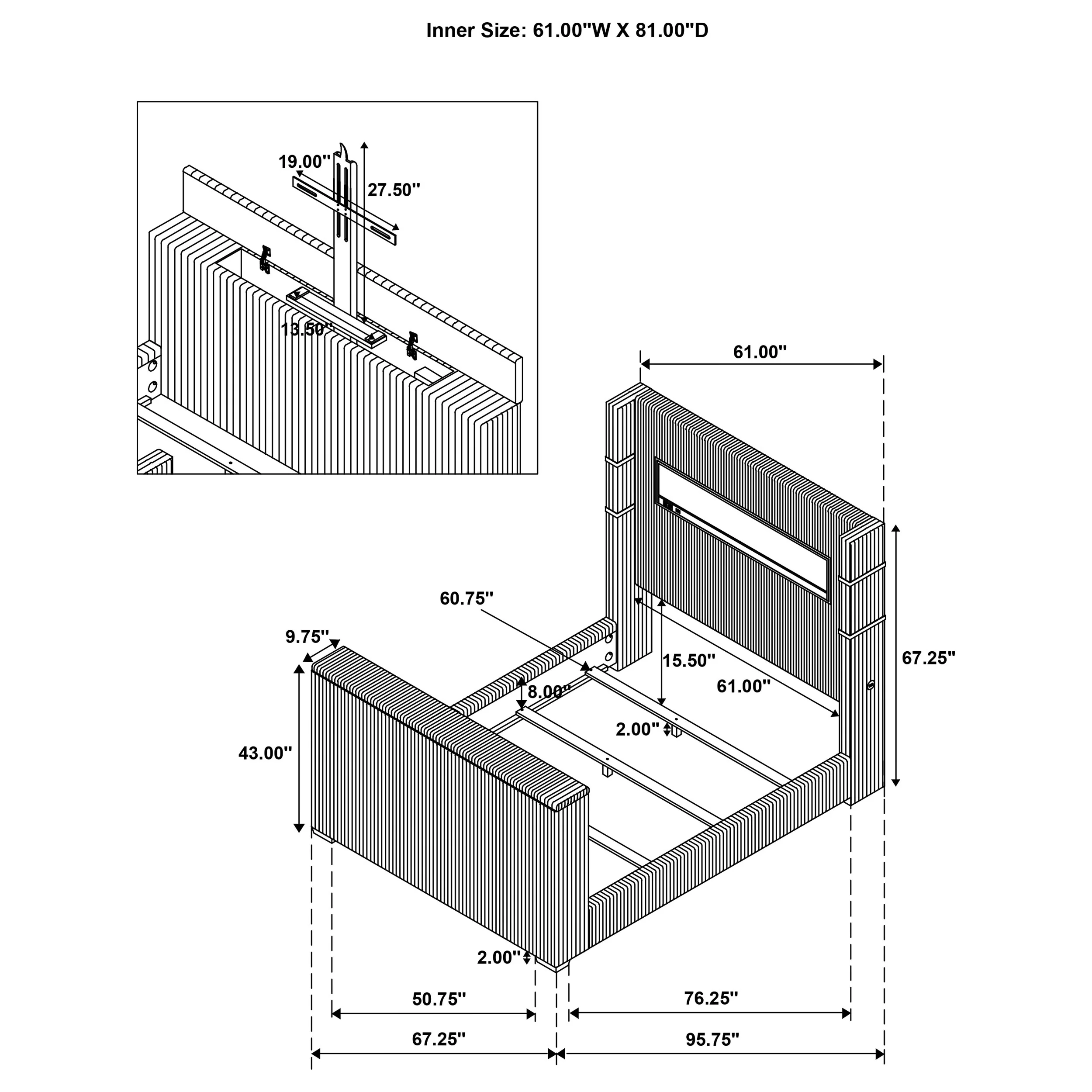 Tisdall Wingback TV Bed with Flame Visualizer - Image 15