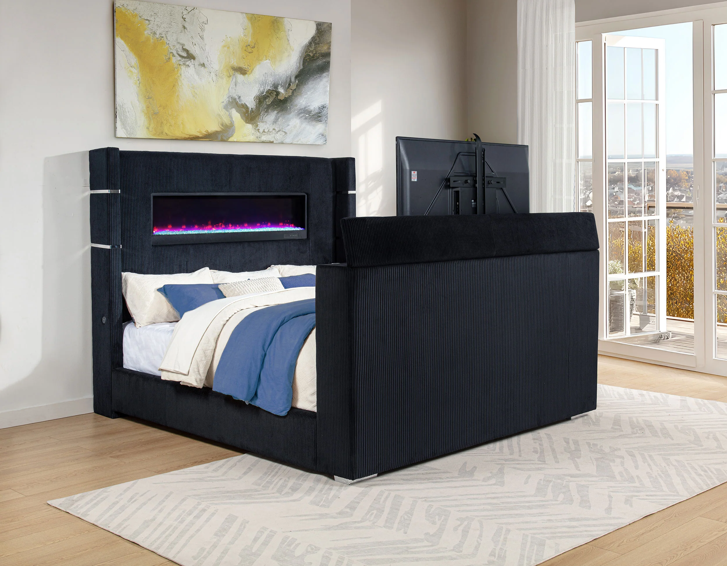 Tisdall Wingback TV Bed with Flame Visualizer - Image 18