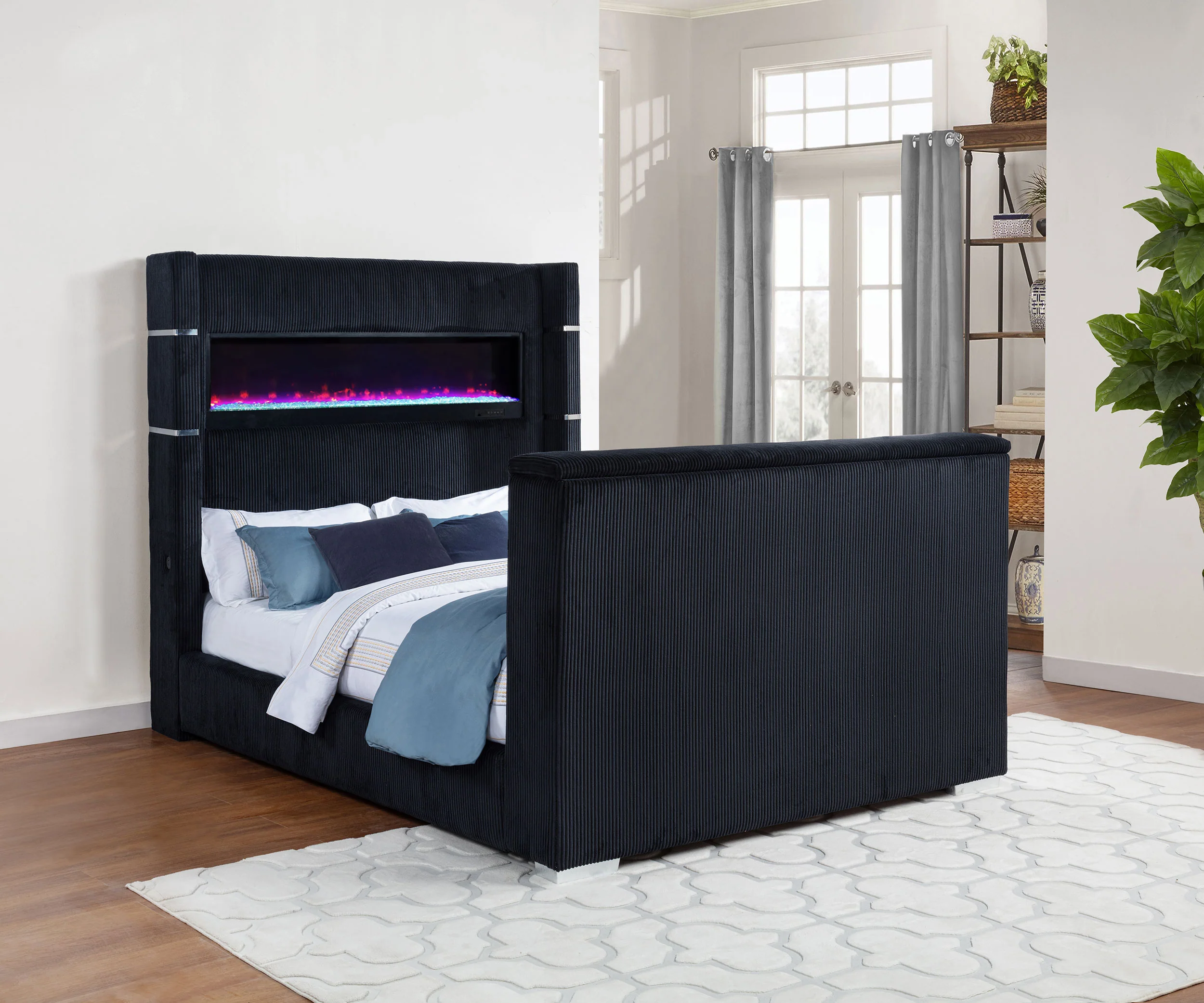 Tisdall Wingback TV Bed with Flame Visualizer - Image 2