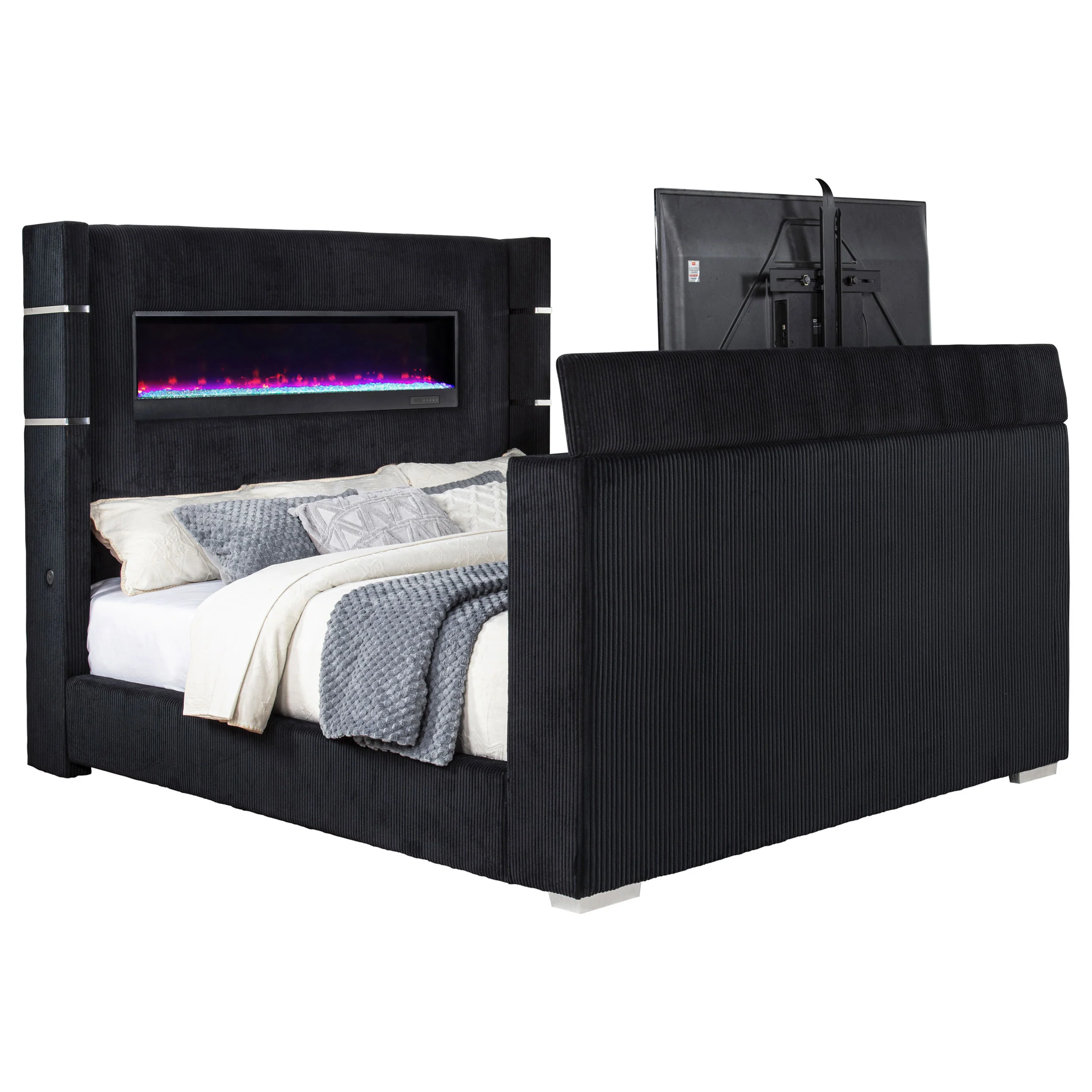 Tisdall Wingback TV Bed with Flame Visualizer - Image 34