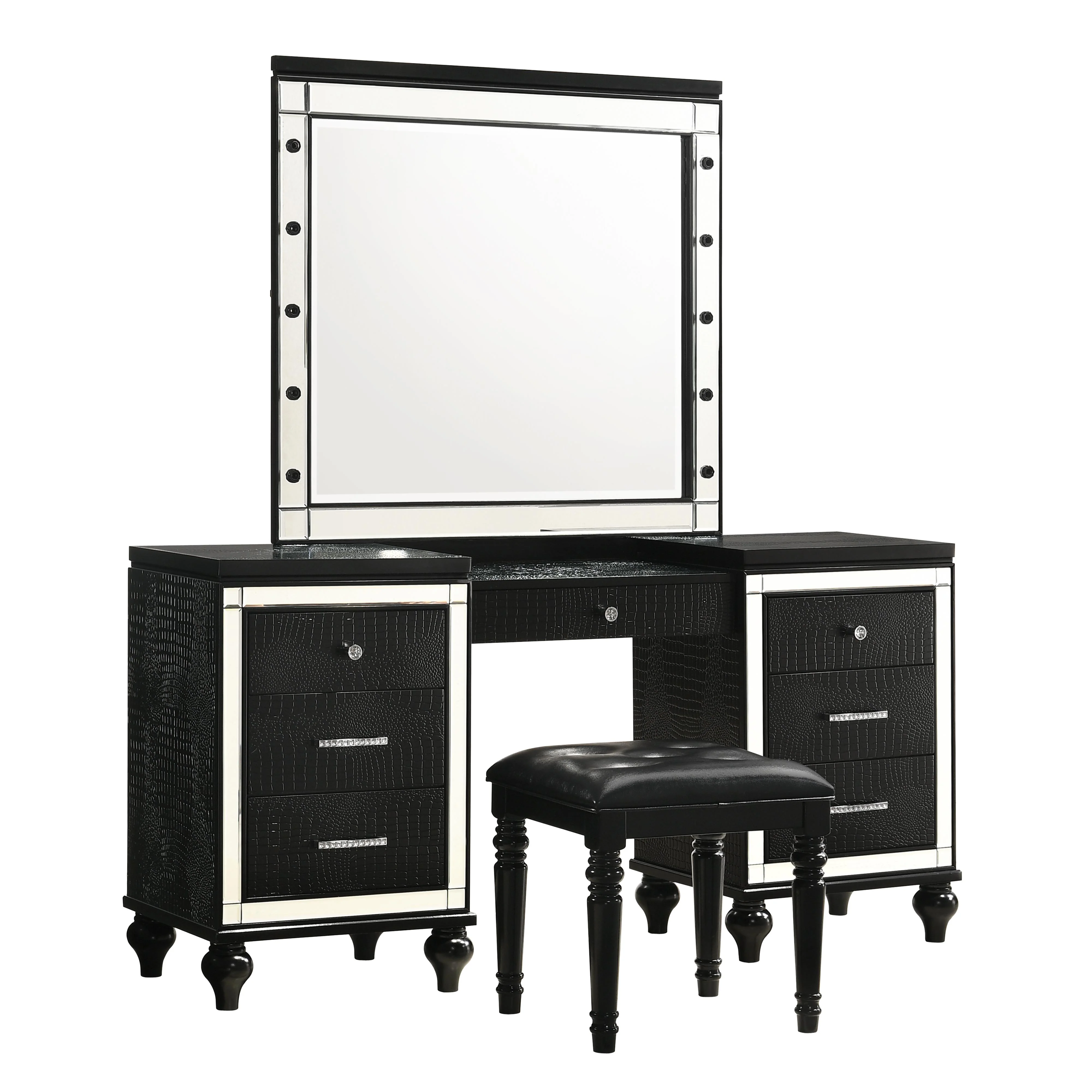 VALENTINO VANITY TABLE STOOL-BLACK - Image 4