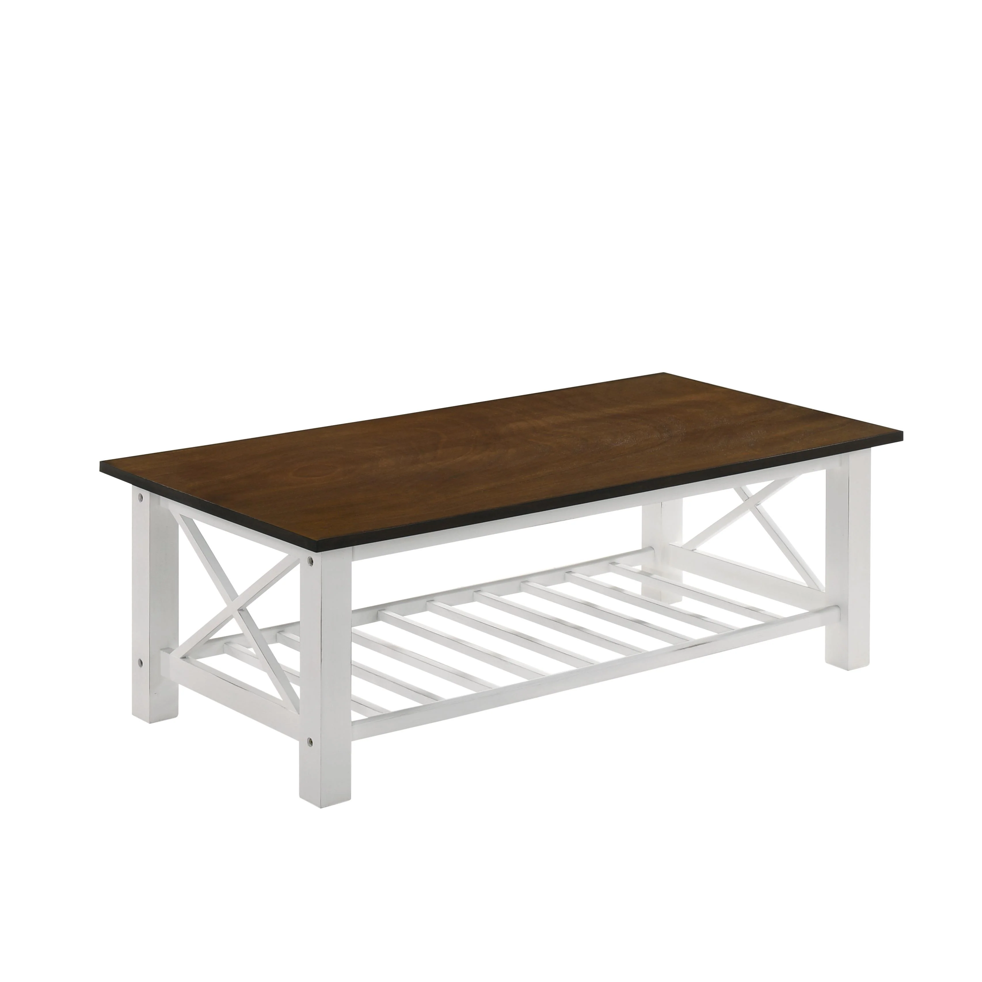 VESTA COFFEE TABLE & 2 END TABLE SET-TWO TONE CREME/BROWN - Image 2