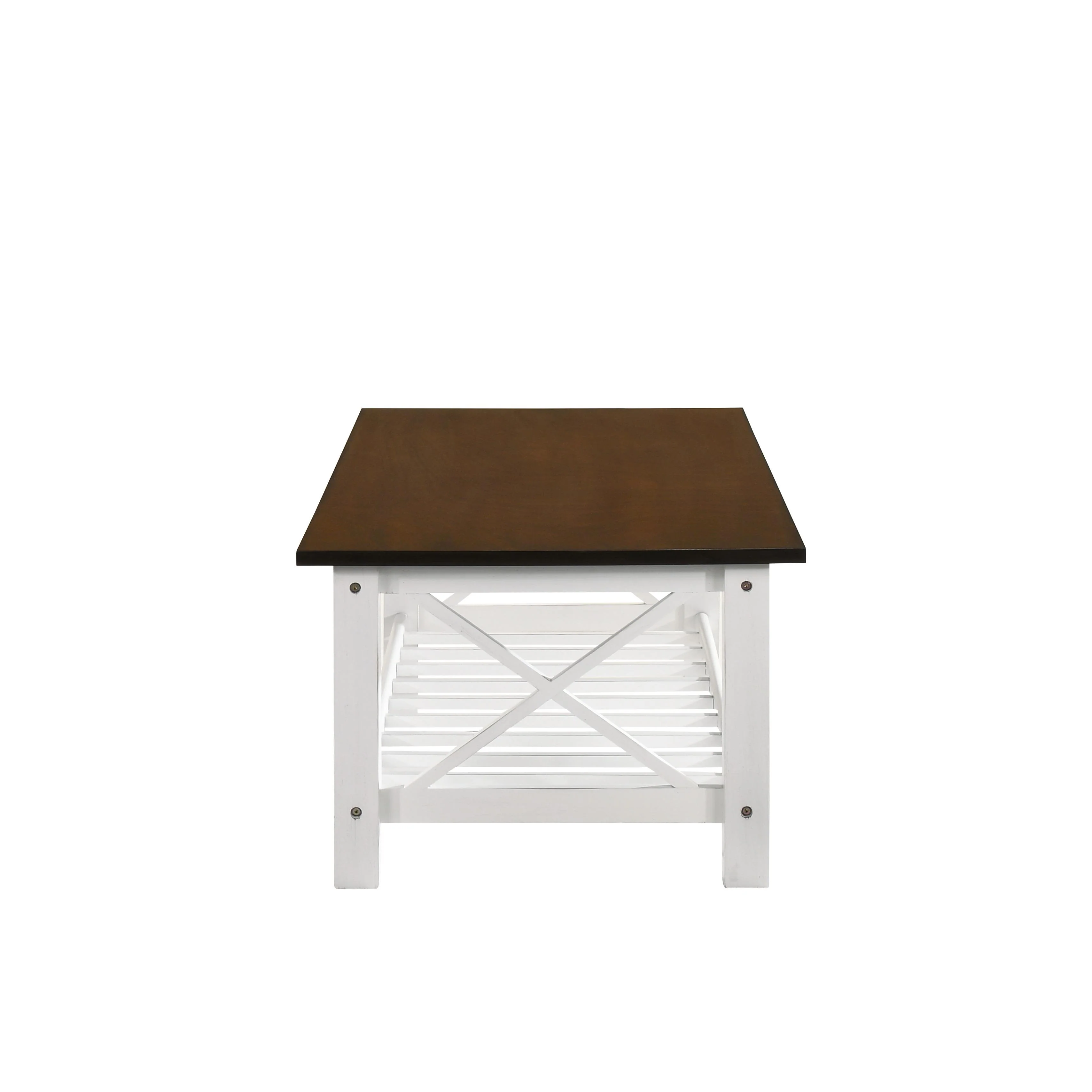 VESTA COFFEE TABLE & 2 END TABLE SET-TWO TONE CREME/BROWN - Image 4