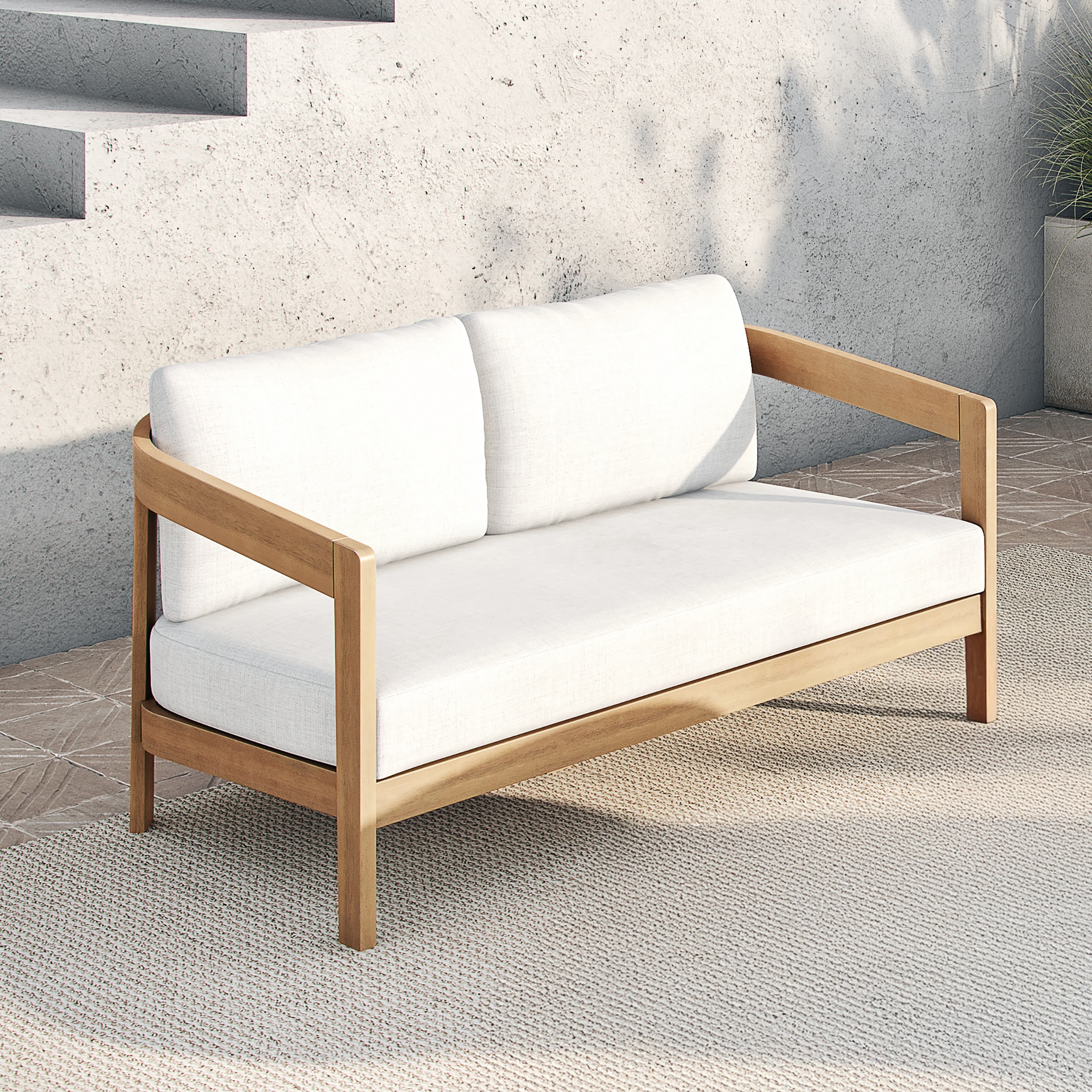 Wesley Patio Loveseat W/ White Cushions - Image 7