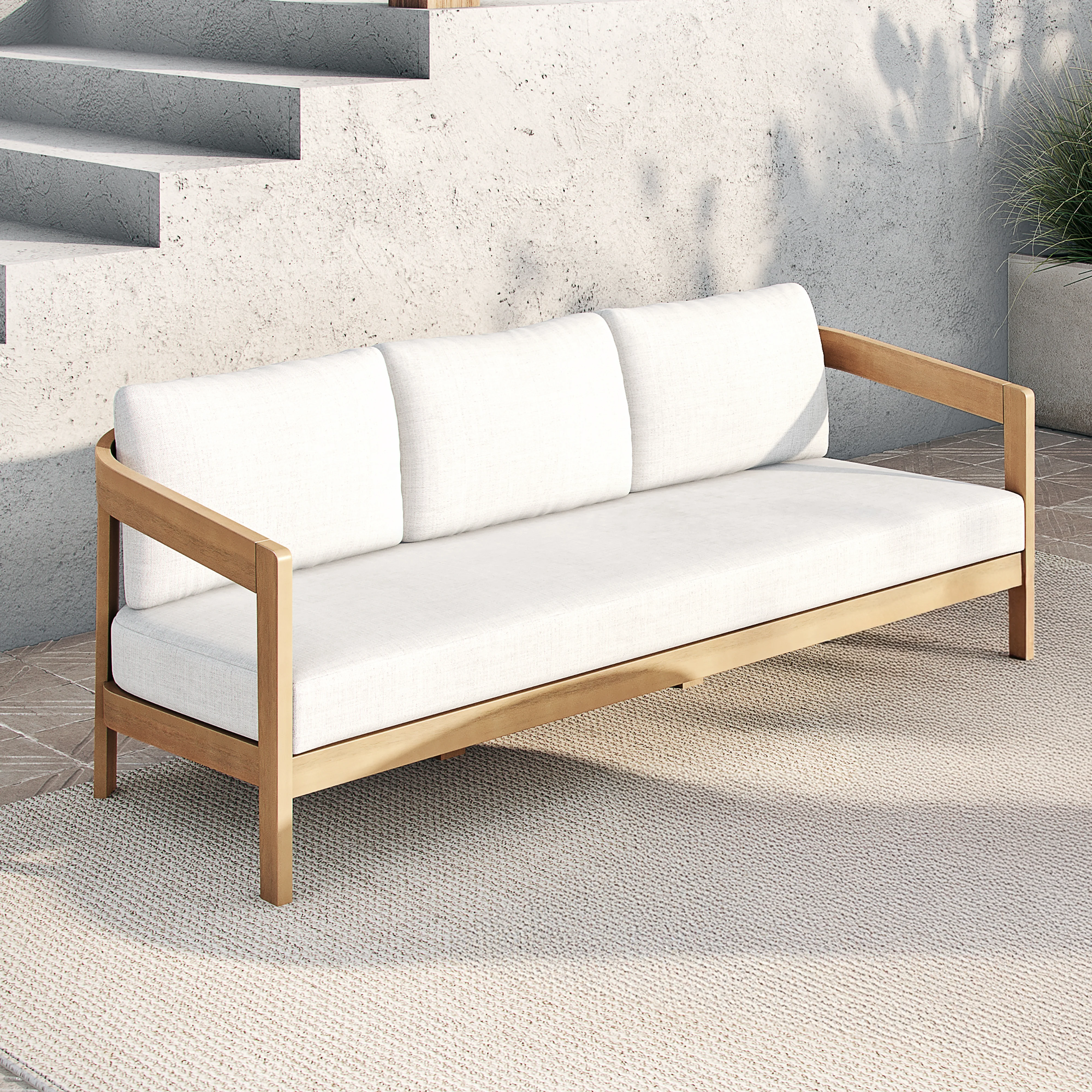Wesley Patio Sofa, W/ White Cushions - Image 6