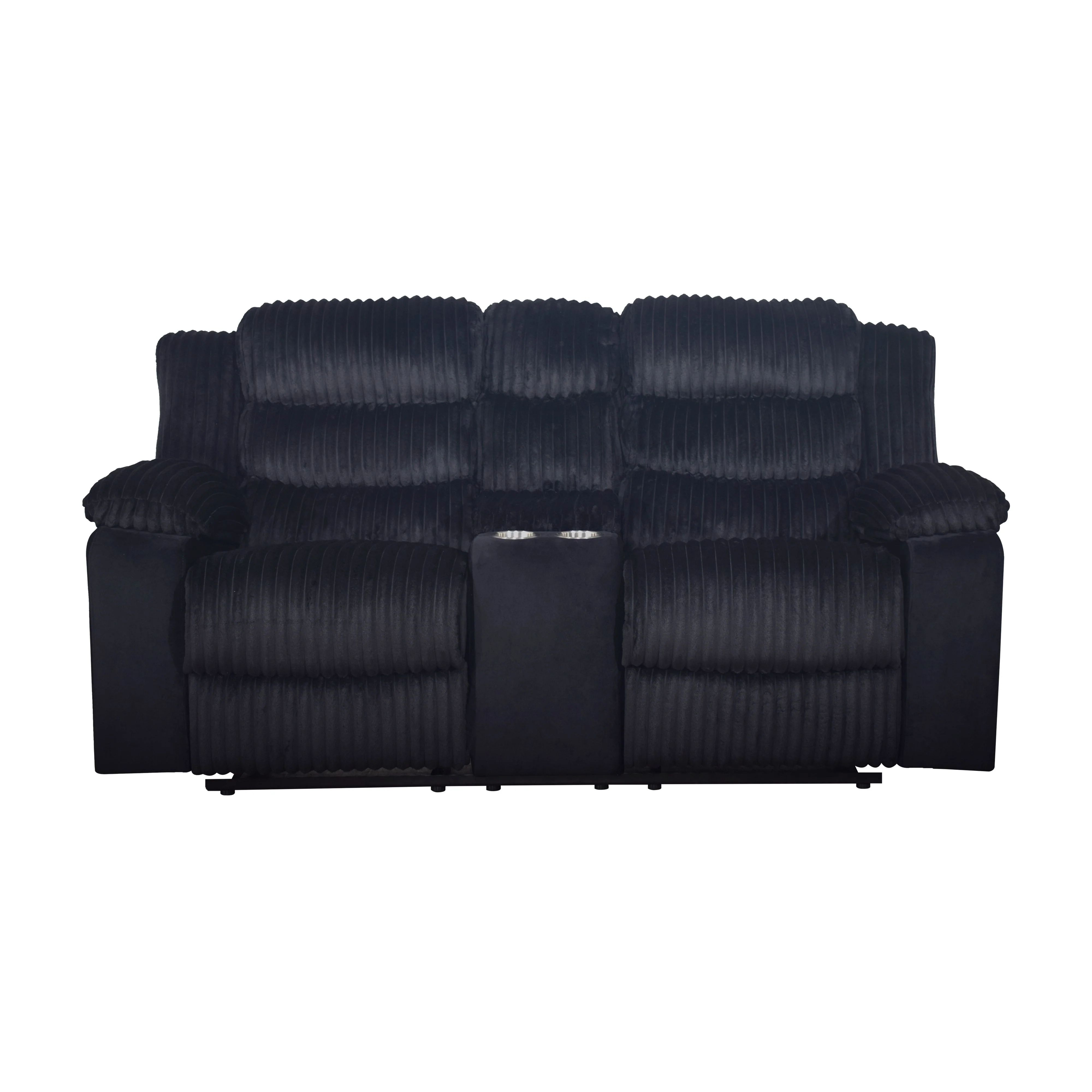 Willow Console Loveseat W/ Dual Recliners-Black - Image 2