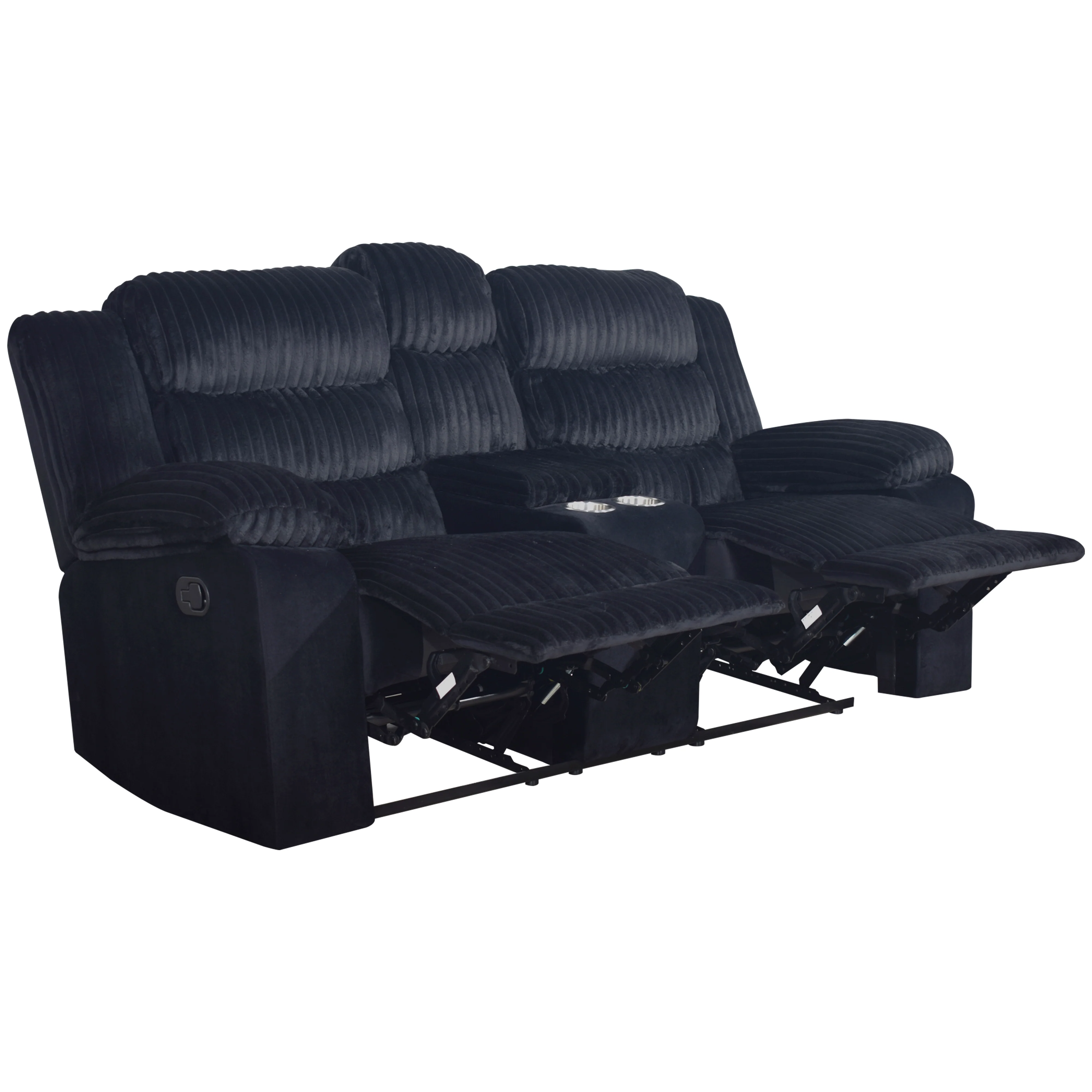 Willow Console Loveseat W/ Dual Recliners-Black - Image 3