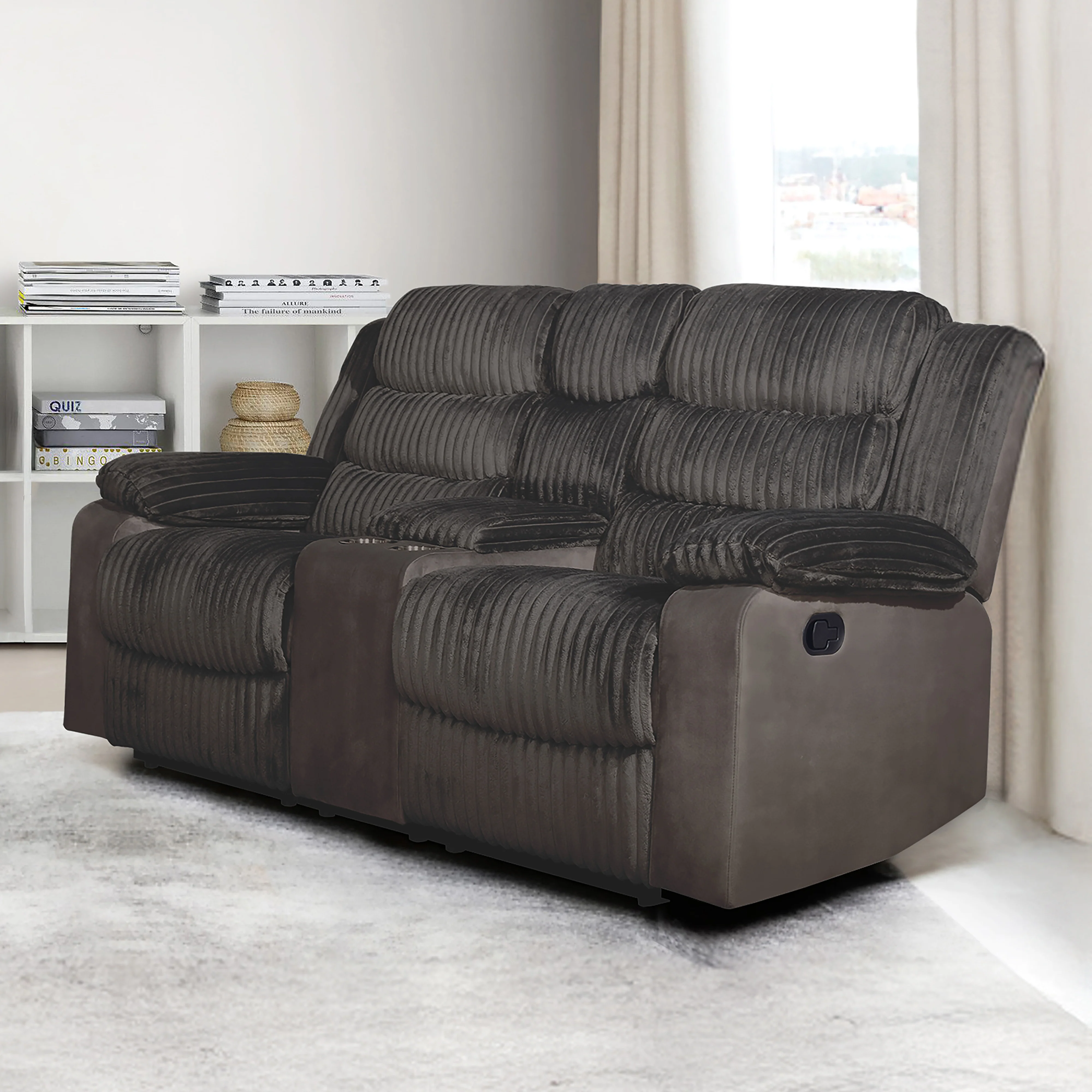 Willow Console Loveseat W/ Dual Recliners-Brown - Image 6