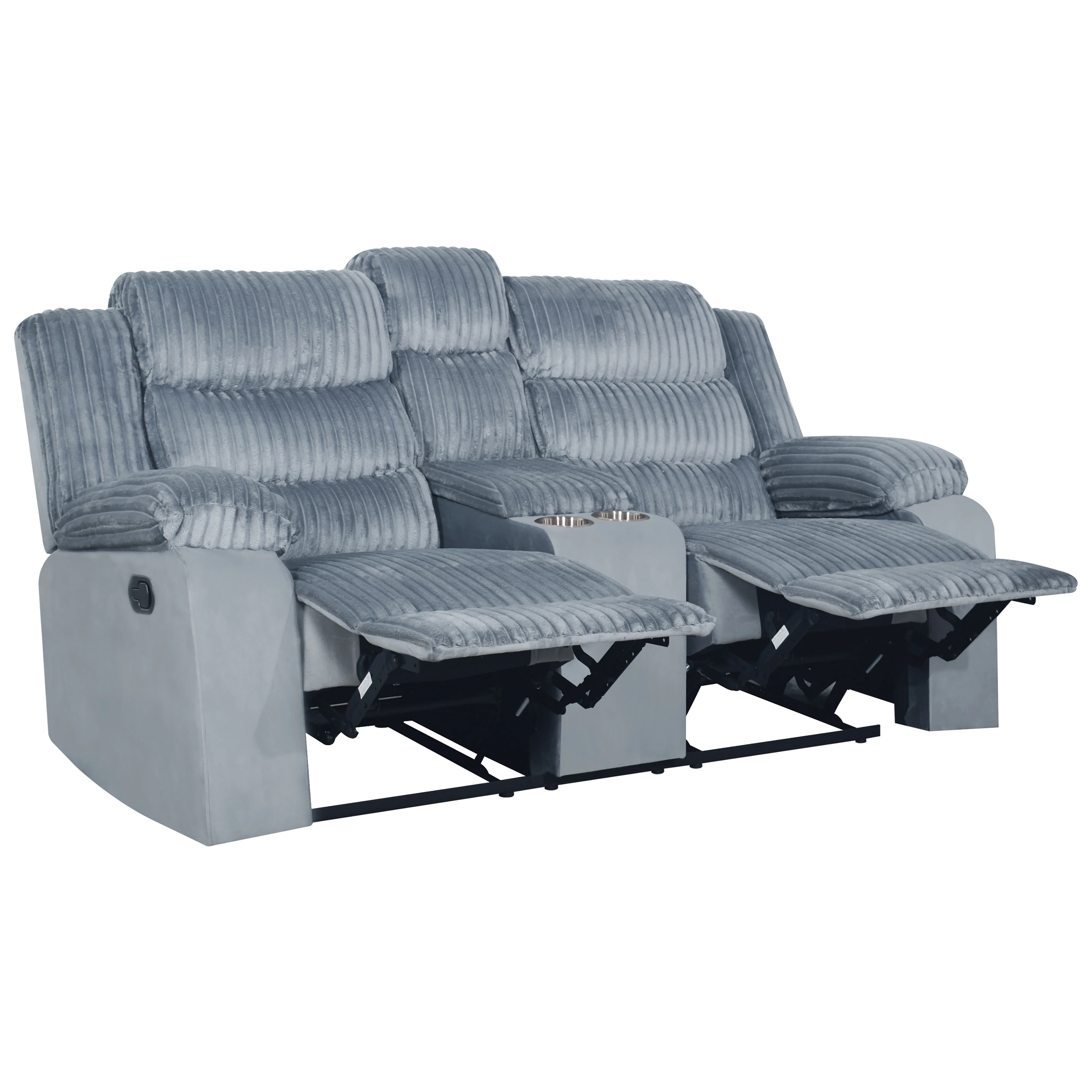 Willow Console Loveseat W/ Dual Recliners-Gray - Image 3