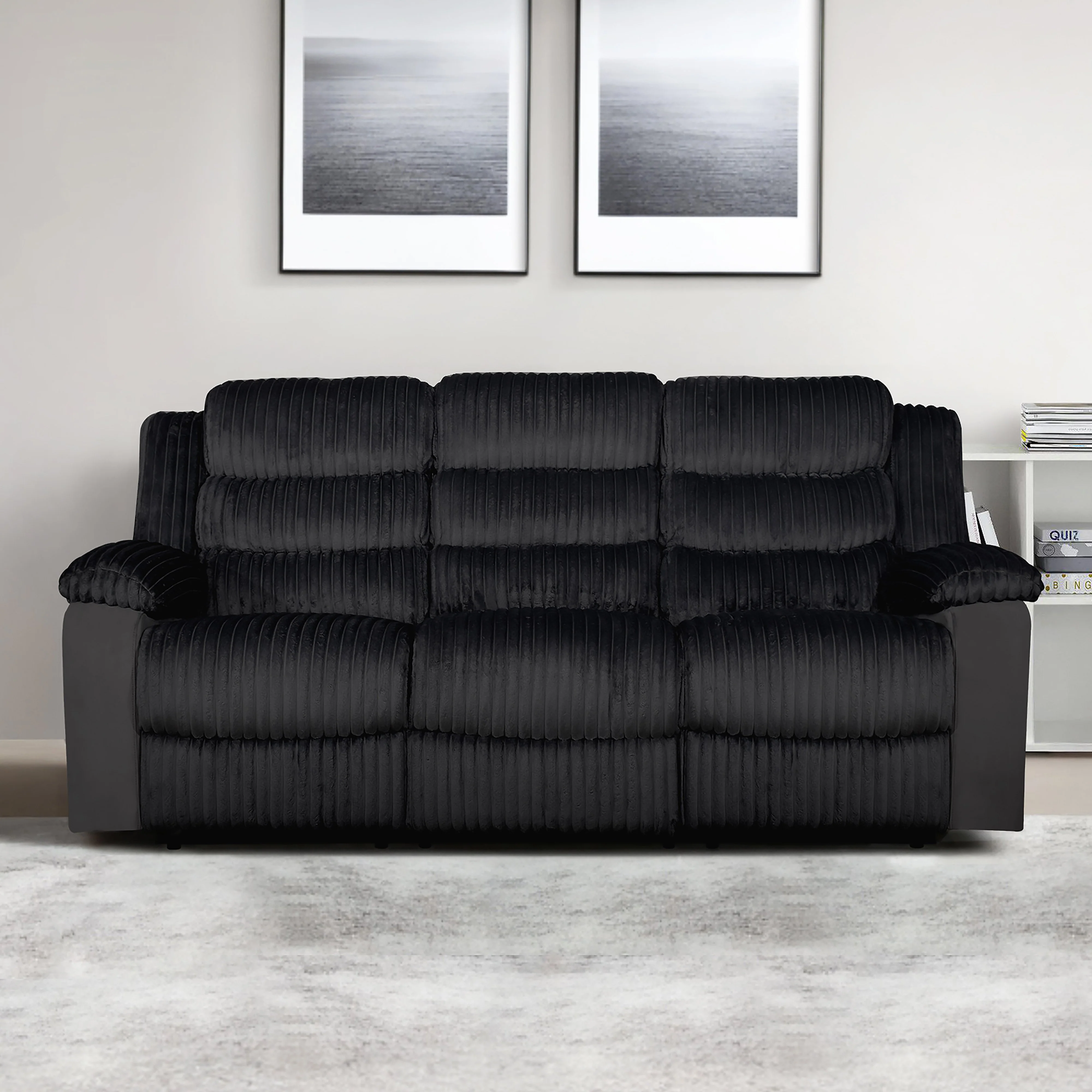 Willow Sofa W/Dual Recliner-Black - Image 7