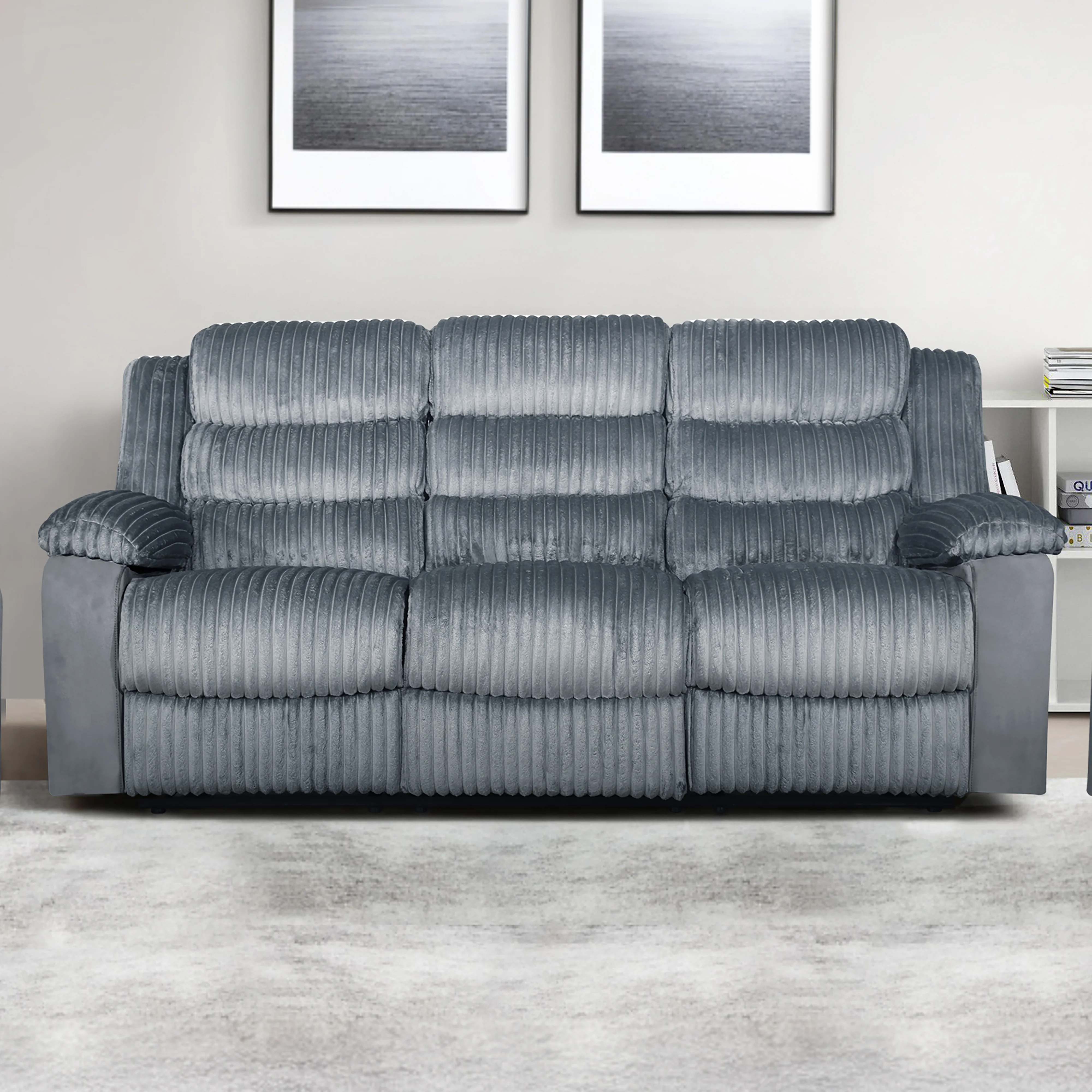 Willow Sofa W/Dual Recliner-Gray - Image 7