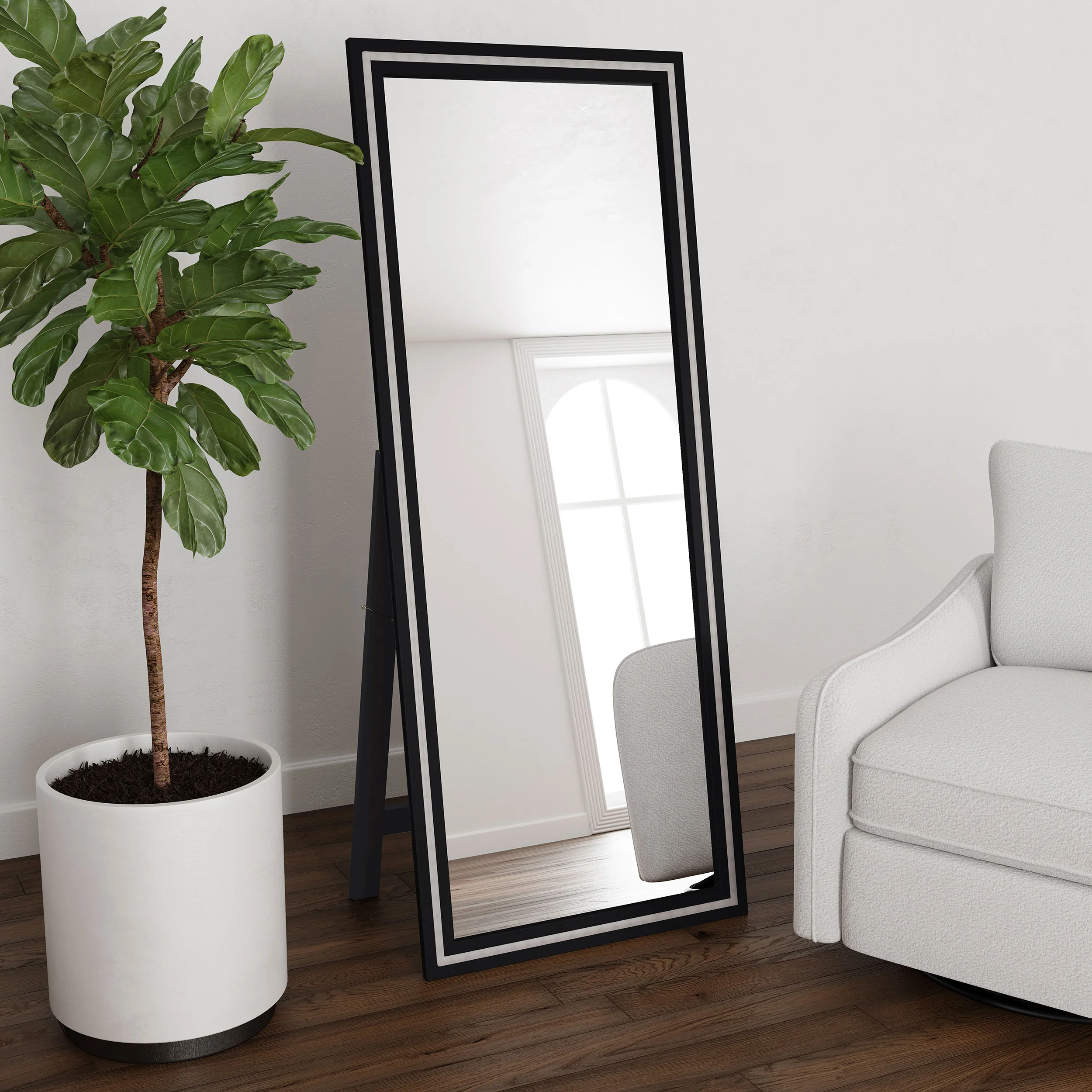 Windrose Standing Mirror with LED Lighting - Image 2