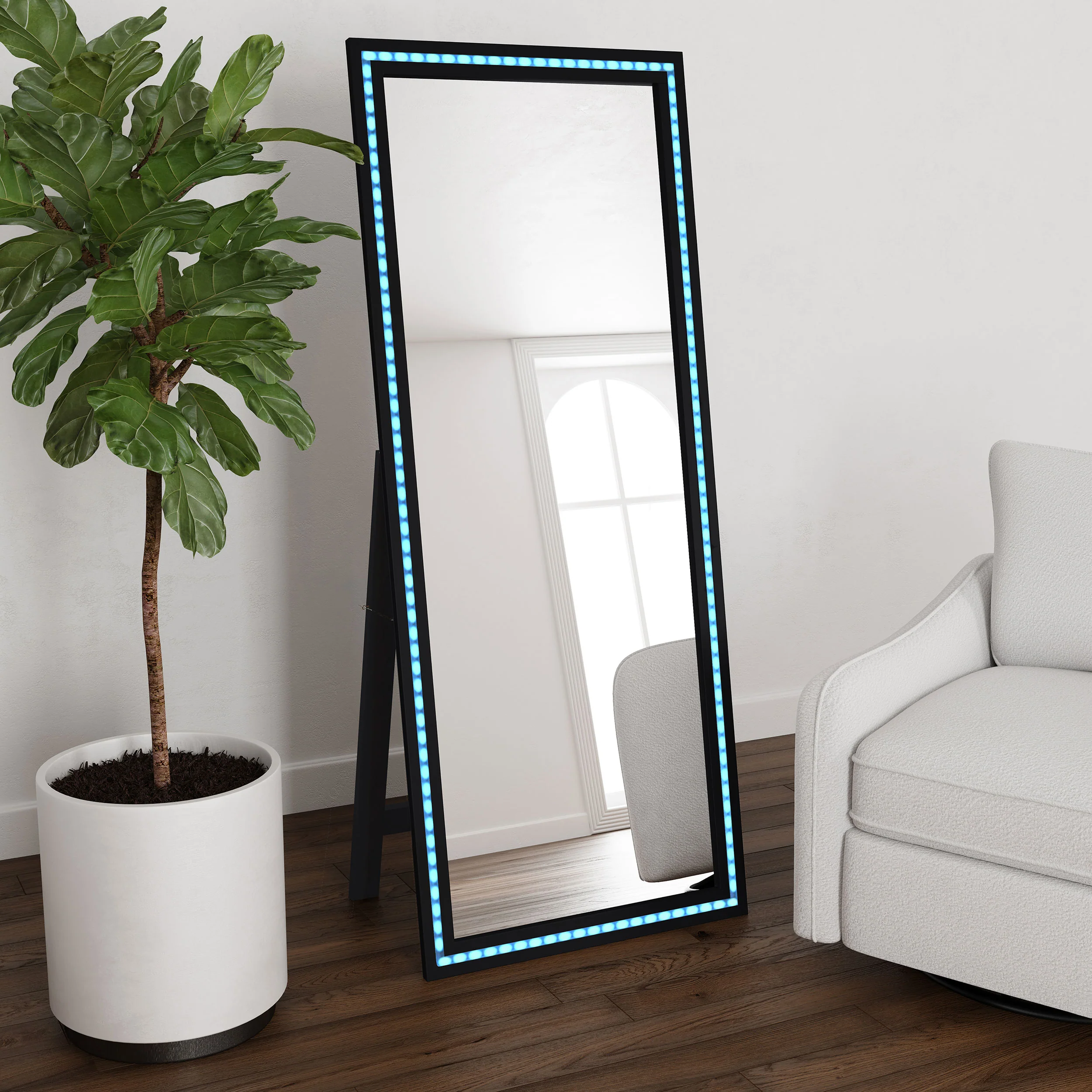 Windrose Standing Mirror with LED Lighting - Image 3