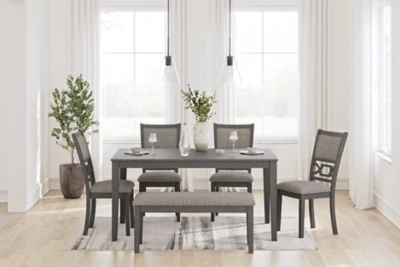 Wrenning Dining Table and 4 Chairs and Bench (Set of 6) - Image 2