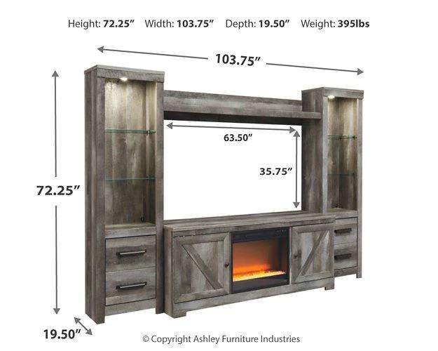 Wynnlow 4-Piece Entertainment Center with Electric Fireplace - Image 36